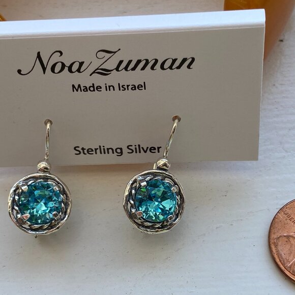 Nice Noa Zuman Sterling Silver 925 Dangle Earrings with Blue Quartz. Brand New - Picture 2 of 7